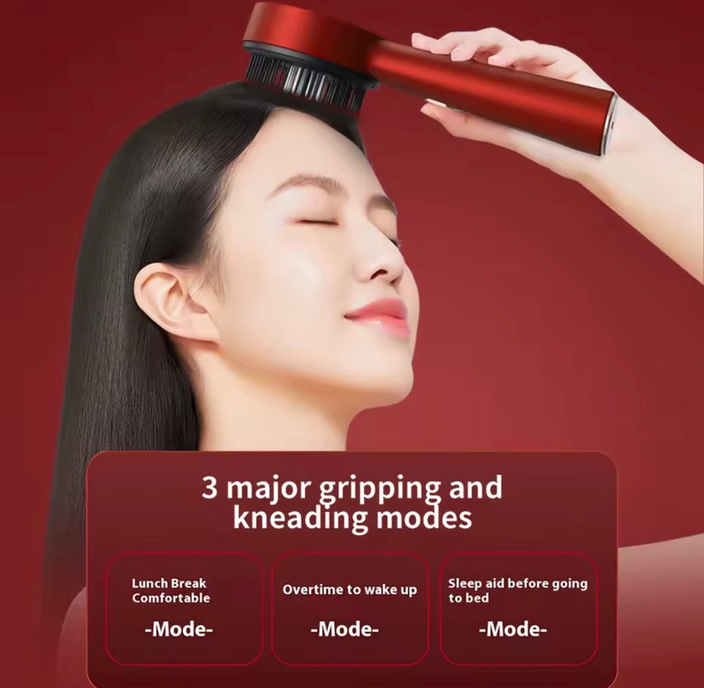 مشط مساج كهربائي بـ 3 أوضاع – محمول مع ضوء أحمر وليزر لتنشيط بصيلات الشعر + أداة توزيع الزيوت