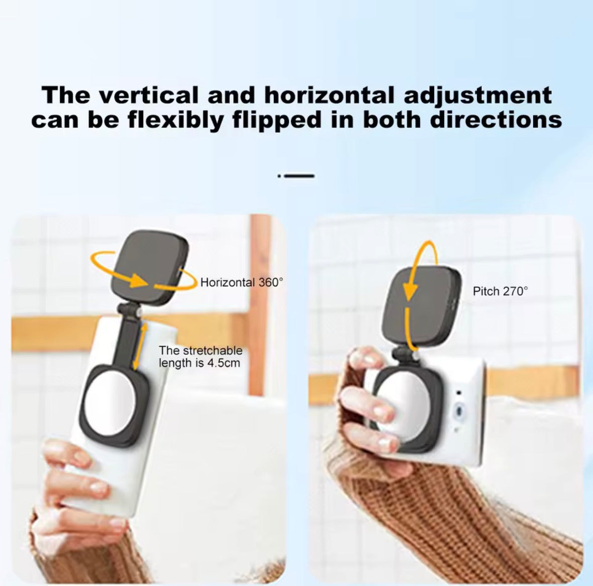 إضاءة سيلفي مغناطيسية للهواتف – خفيفة، قابلة للطي، وتشحن بسهولة