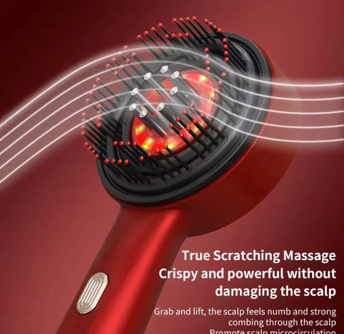 مشط مساج كهربائي بـ 3 أوضاع – محمول مع ضوء أحمر وليزر لتنشيط بصيلات الشعر + أداة توزيع الزيوت