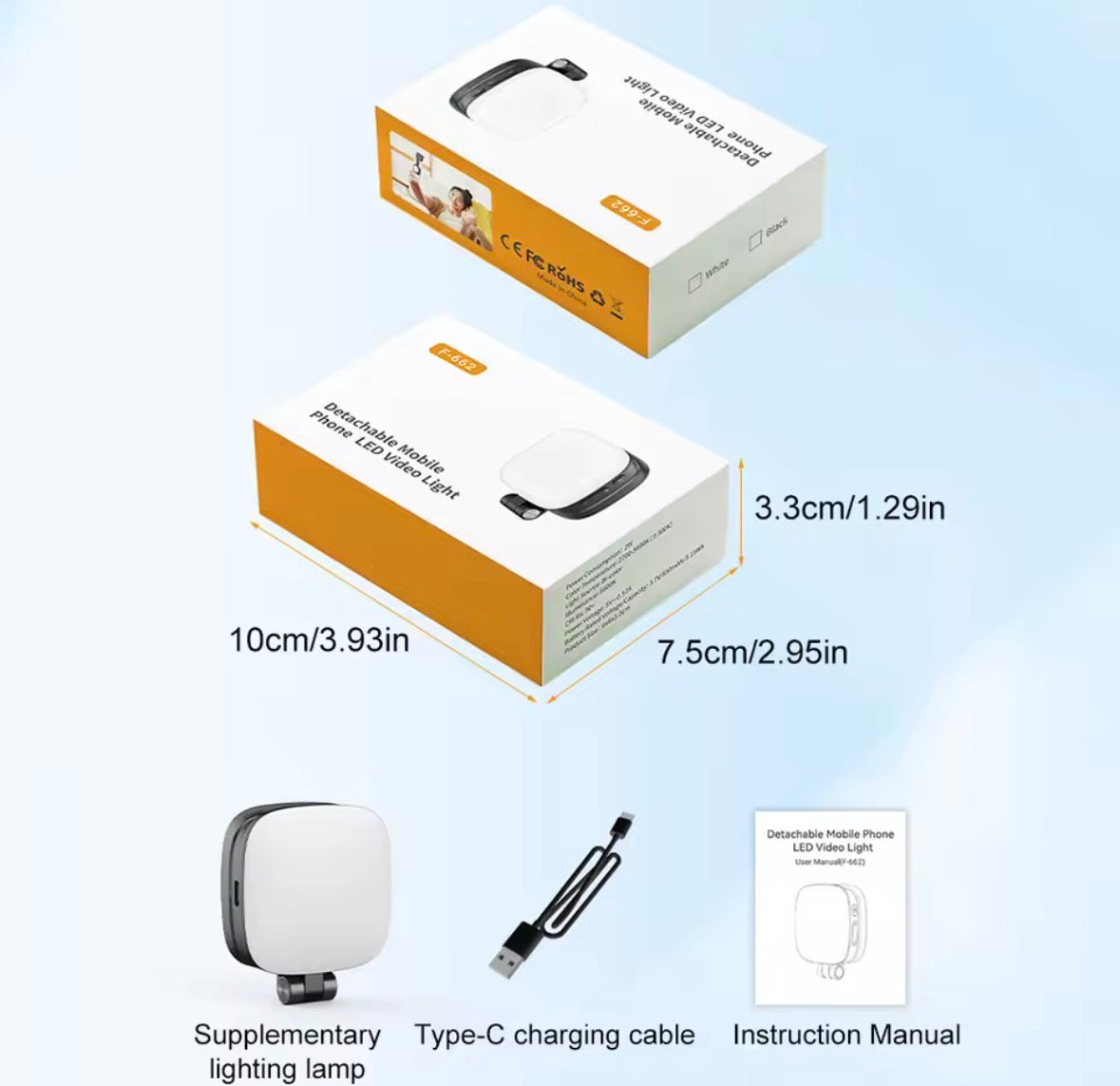 إضاءة سيلفي مغناطيسية للهواتف – خفيفة، قابلة للطي، وتشحن بسهولة